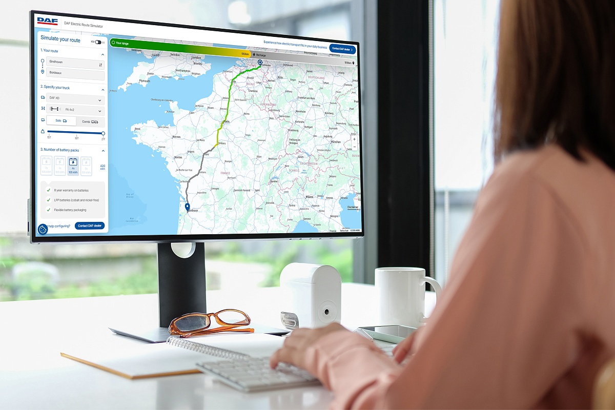Компанія DAF запускає інтерактивний симулятор маршрутів для електричних вантажівок